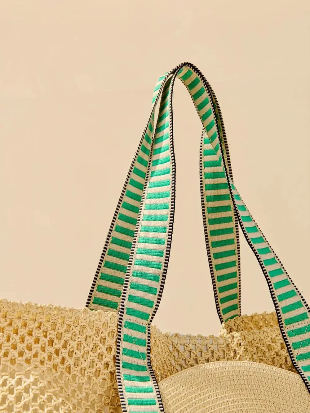 Beach Bag Shiraleah Green Hat and Tote Set, Natural Dorian Travel Beach Bag - Picture 8 of 9